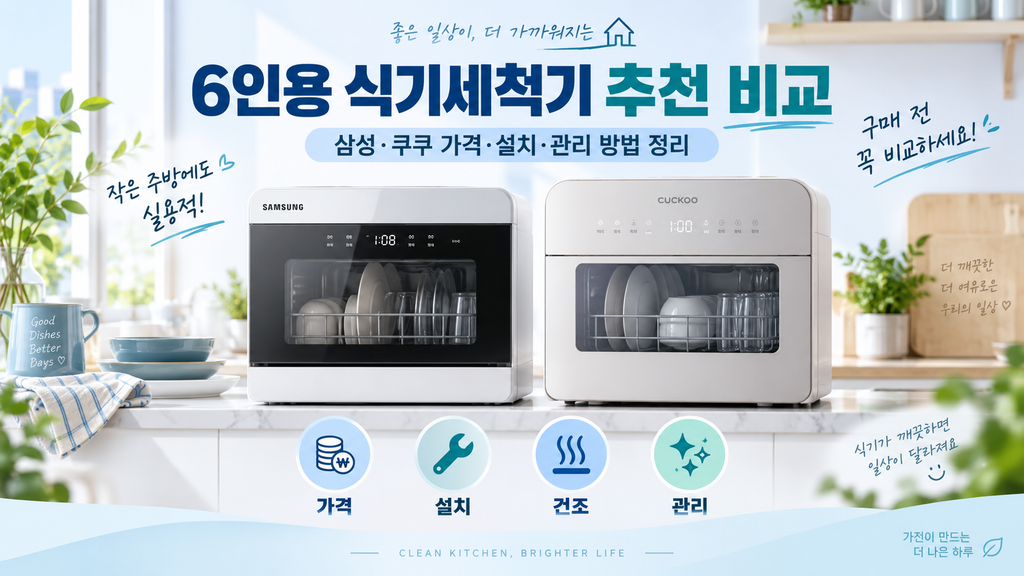 6인용 식기세척기 추천 비교, 삼성·쿠쿠 가격·설치·관리 방법 정리