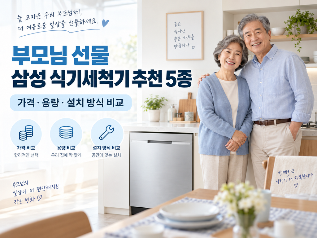부모님 선물 삼성 식기세척기 추천 5종, 가격·용량·설치 방식 비교