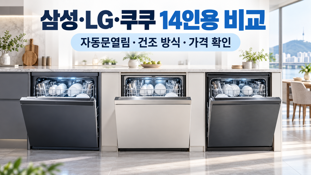삼성·LG·쿠쿠 식기세척기 추천, 14인용 자동문열림·건조 방식 가격 비교