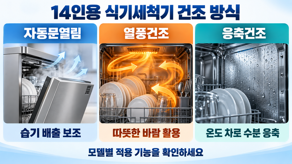삼성·LG·쿠쿠 식기세척기 추천, 14인용 자동문열림·건조 방식 가격 비교