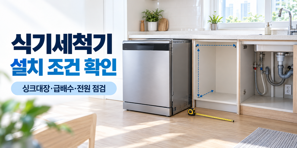 식기세척기 설치 조건, 싱크대장 철거·급배수·추가 설치비 확인 방법