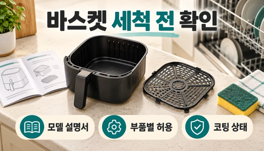 에어프라이어 바스켓 식기세척기에 넣어도 될까요? 코팅·손잡이·부속품 확인법