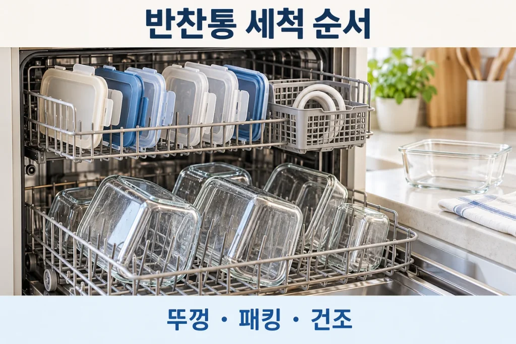 냉장고 정리 후 반찬통 식기세척기 세척 순서, 뚜껑·패킹·건조 점검