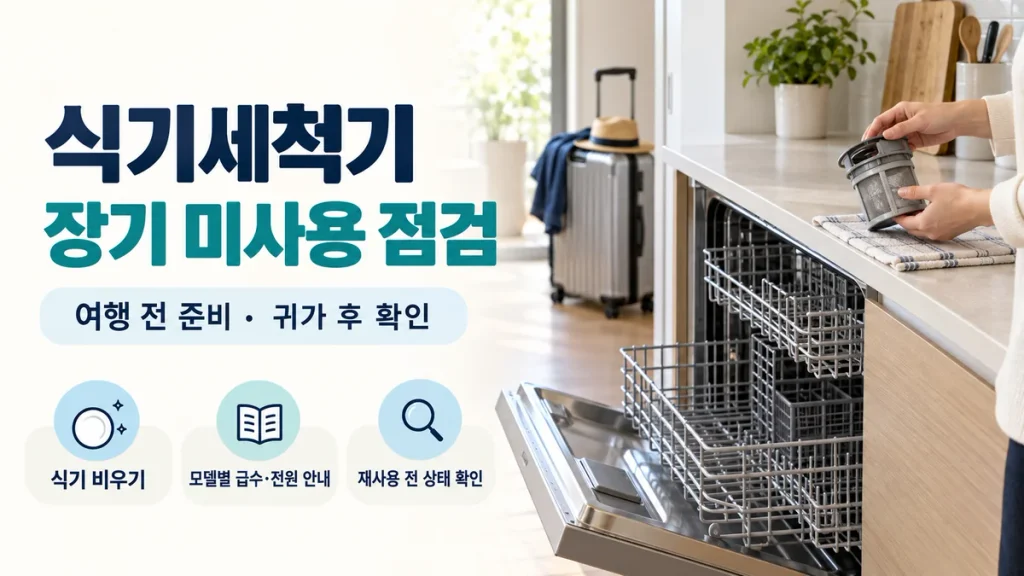 식기세척기 오래 안 쓸 때 관리법, 여행 전 준비와 다시 사용할 때 확인사항